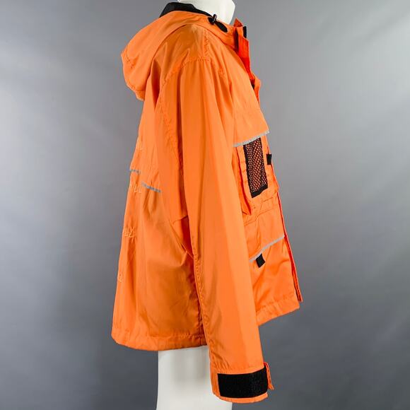C2H4 Size S No Chill Orange Black Mixed Fabrics Polyester Windbreaker Jacket - Picture 3 of 9